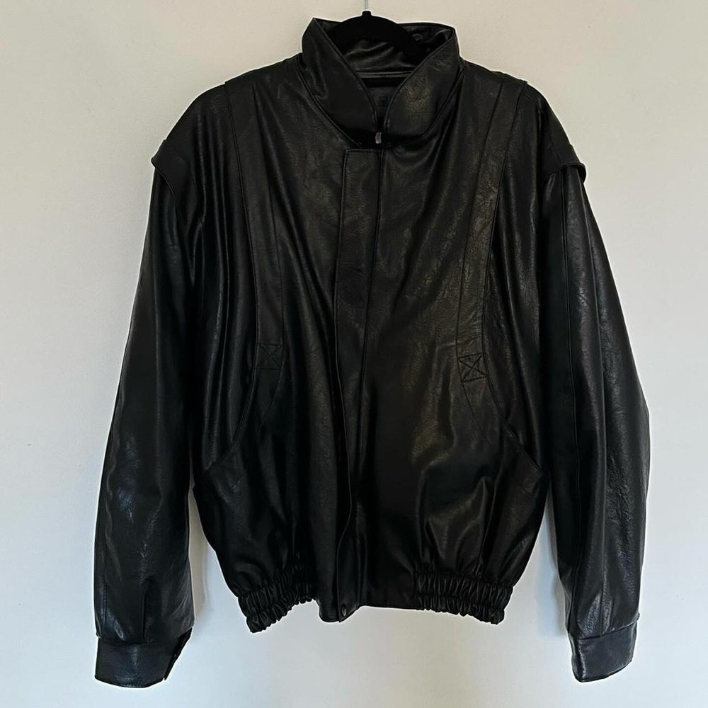 90s Vintage Oversized Leather Bomber Jacket